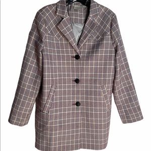 ASOS PURPLE CHECK 3/4 LENGTH JACKET/BLAZER